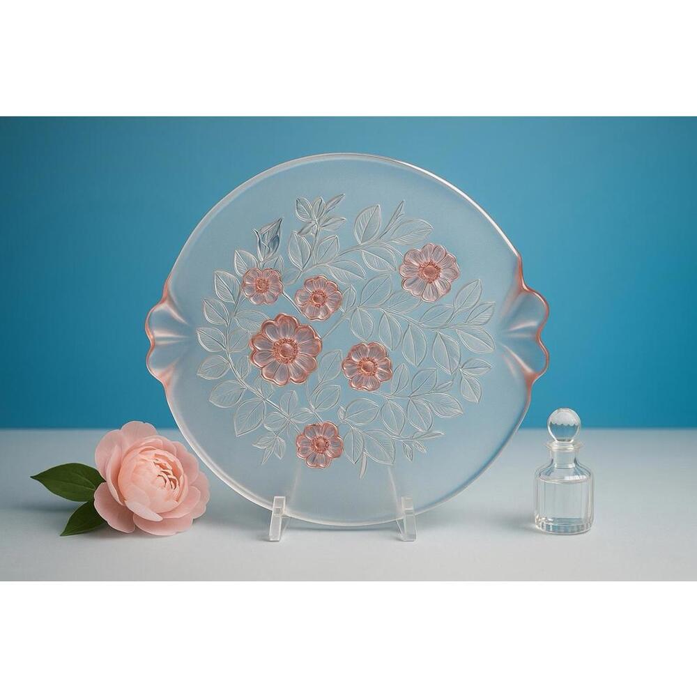 Walther-Glas 1970s Frosted Lavender Calypso Centerpiece Platter Plate, 13.5x3.7”